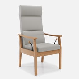 Fauteuil Relax Liza par Zelder en hêtre naturel et simili cuir coloris terra rosa