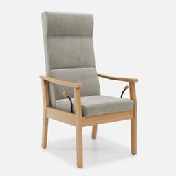 Fauteuil Relax Liza par Zelder en hêtre naturel et simili cuir coloris butternut