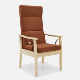 Fauteuil Relax Liza par Zelder en noyer clair et tissu coloris beige fumé