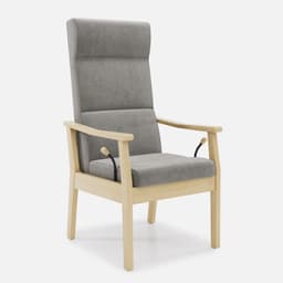 Fauteuil Relax Liza par Zelder en noyer clair et tissu coloris cendre