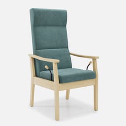 Fauteuil Relax Liza par Zelder en noyer clair et tissu coloris taupe