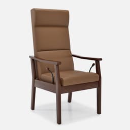 Fauteuil Relax Liza par Zelder en noyer clair et simili cuir coloris taupe