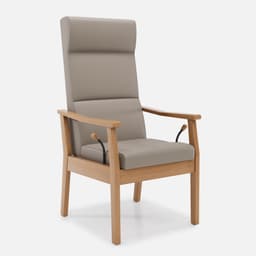 Fauteuil Relax Liza par Zelder en noyer clair et tissu coloris terra rosa