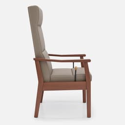 Fauteuil Relax Liza par Zelder en hêtre naturel et tissu coloris taupe