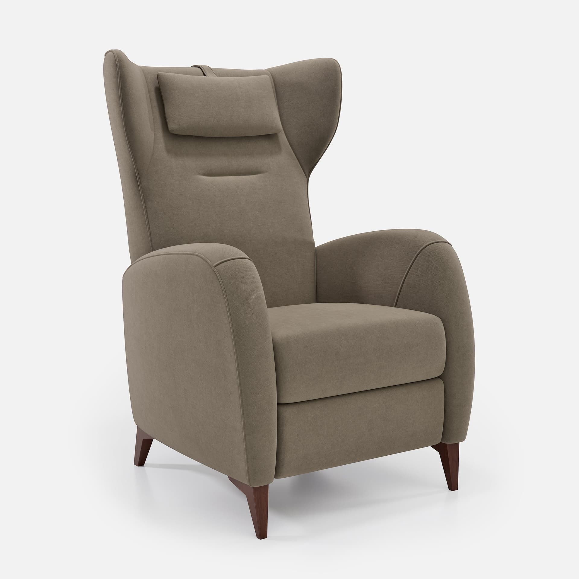 Fauteuil Louise Relax par Zelder en motorisation manuel et bois hêtre naturel coloris gris clair