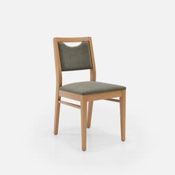 Chaise Mila Sans Accoudoirs par Zelder en noyer clair et tissu coloris terra rosa