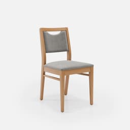 Chaise Mila Sans Accoudoirs par Zelder en noyer clair et tissu coloris gris perle