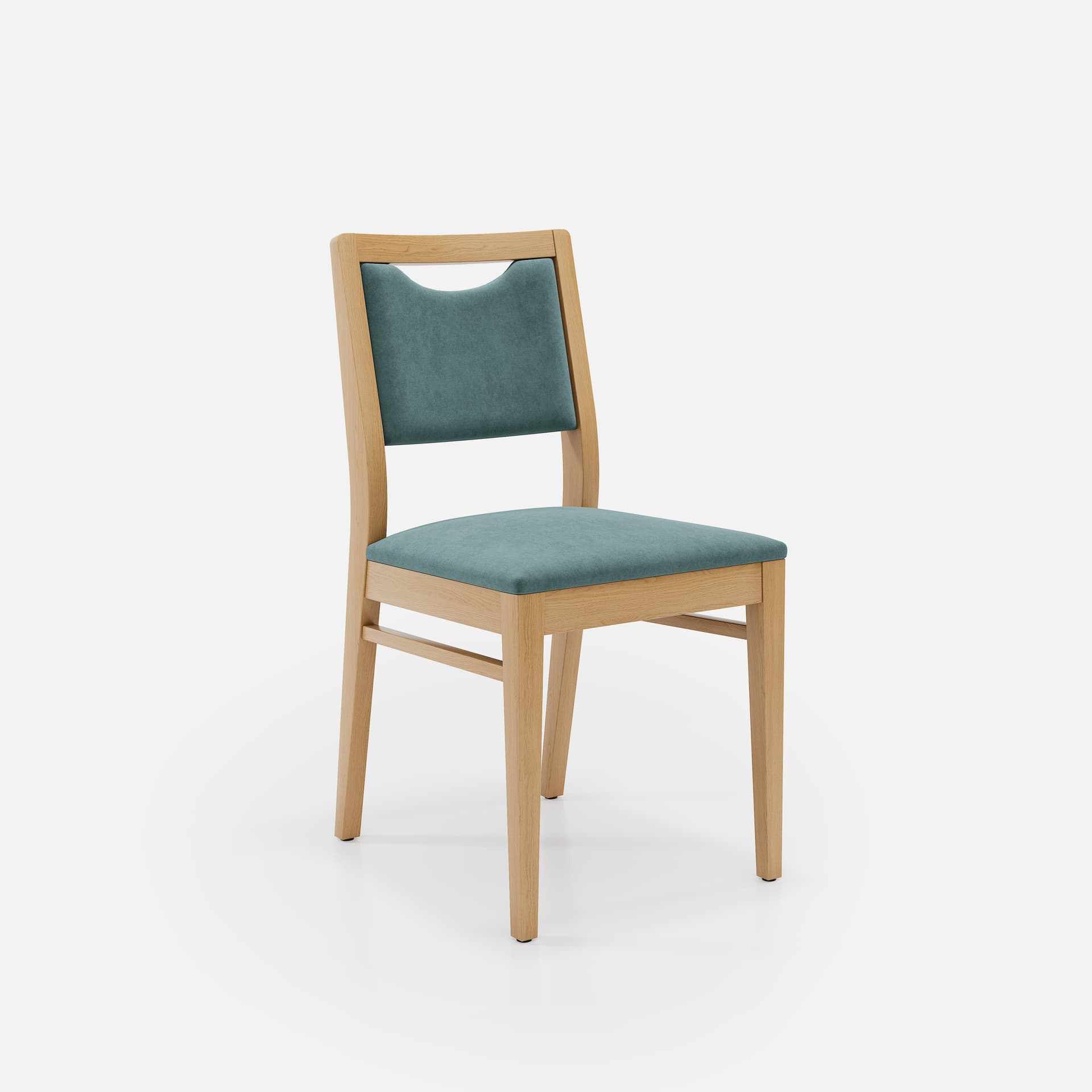 Chaise Mila Sans Accoudoirs par Zelder en bois hêtre naturel et revètement tissu coloris beige fumé