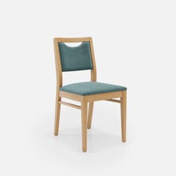 Chaise Mila Sans Accoudoirs par Zelder en bois hêtre naturel et revètement tissu coloris beige fumé