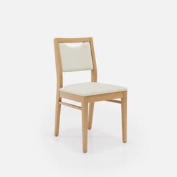 Chaise Mila Sans Accoudoirs par Zelder en merisier classique et tissu coloris beige fumé