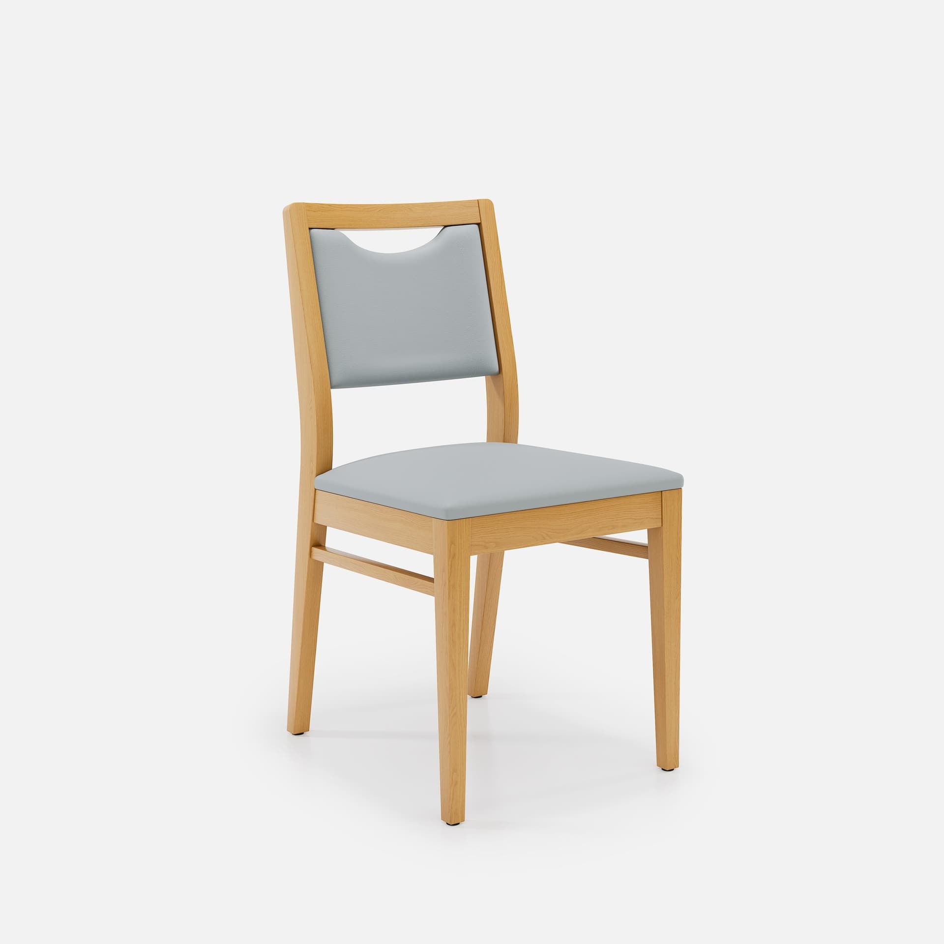 Chaise Mila Sans Accoudoirs par Zelder en hêtre naturel et tissu coloris cendre