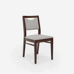 Chaise Mila Sans Accoudoirs par Zelder en merisier classique et tissu coloris gris perle