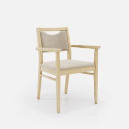 Chaise Accoudoirs Mila par Zelder en noyer clair et tissu coloris beige fumé