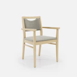 Chaise Accoudoirs Mila par Zelder en noyer clair et tissu coloris cendre