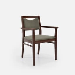 Chaise Accoudoirs Mila par Zelder en noyer clair et tissu coloris terra rosa