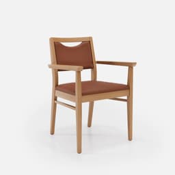 Chaise Accoudoirs Mila par Zelder en noyer et tissu coloris beige fumé
