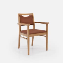 Chaise Accoudoirs Mila par Zelder en noyer et tissu coloris beige fumé