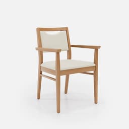 Chaise Accoudoirs Mila par Zelder en noyer et tissu coloris cendre