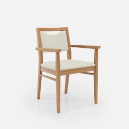 Chaise Accoudoirs Mila par Zelder en noyer et tissu coloris cendre