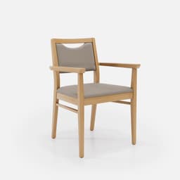 Chaise Accoudoirs Mila par Zelder en noyer et tissu coloris terra rosa
