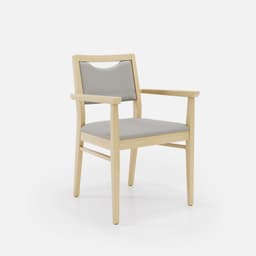 Chaise Accoudoirs Mila par Zelder en noyer clair et tissu coloris taupe