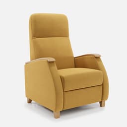 Fauteuil Milo Small Relax Manuel par Zelder en noyer clair et tissu coloris taupe