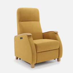Fauteuil Milo Small Releveur par Zelder en hêtre naturel et simili coloris blanc cassé