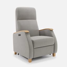 Fauteuil Milo Xl Releveur par Zelder en hêtre naturel et simili coloris gris perle