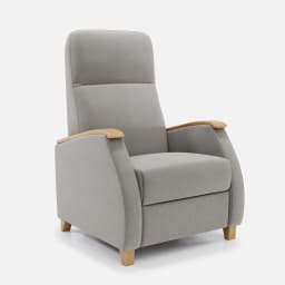 Fauteuil Milo Small Relax Manuel par Zelder en noyer clair et tissu coloris crème