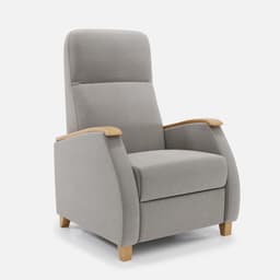 Fauteuil Milo Small Relax Manuel par Zelder en noyer clair et tissu coloris crème