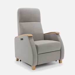 Fauteuil Milo Small Releveur par Zelder en hêtre naturel et simili coloris butternut