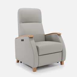 Fauteuil Milo Small Releveur par Zelder en noyer clair et tissu coloris crème