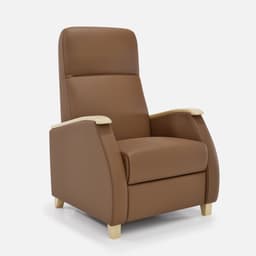 Fauteuil Milo Small Relax Manuel par Zelder en hêtre naturel et simili coloris chocolat