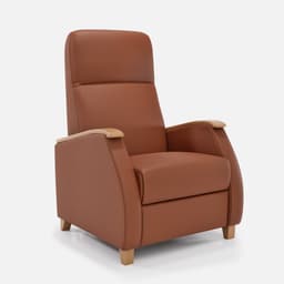 Fauteuil Milo Small Relax Manuel par Zelder en noyer clair et tissu coloris gris clair