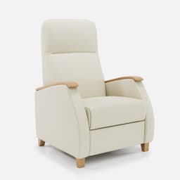 Fauteuil Milo Small Relax Manuel par Zelder en noyer clair et tissu coloris bleu nuit