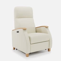 Fauteuil Milo Small Releveur par Zelder en hêtre naturel et simili coloris terra rosa