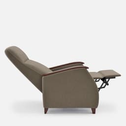 Fauteuil Milo Small Relax Manuel par Zelder en hêtre naturel et tissu coloris chocolat
