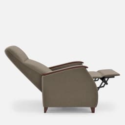 Fauteuil Milo Small Relax Manuel par Zelder en hêtre naturel et tissu coloris chocolat