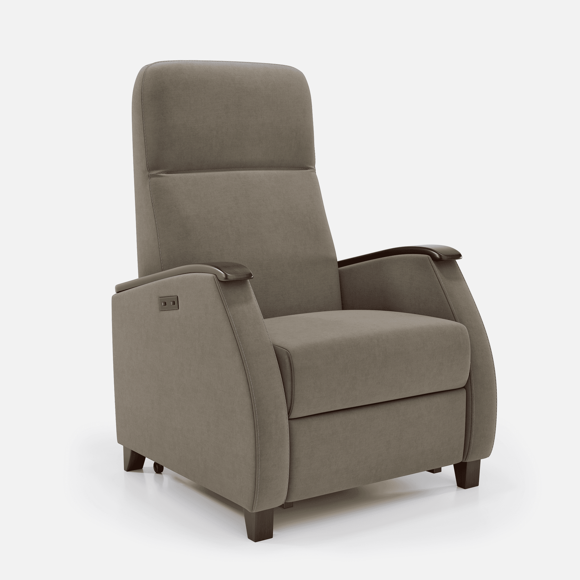 Fauteuil Milo Small Releveur par Zelder en bois hêtre naturel et revètement tissu coloris gris clair