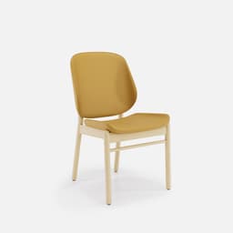 Chaise Mireille Sans Accoudoirs par Zelder en noyer clair et tissu coloris taupe