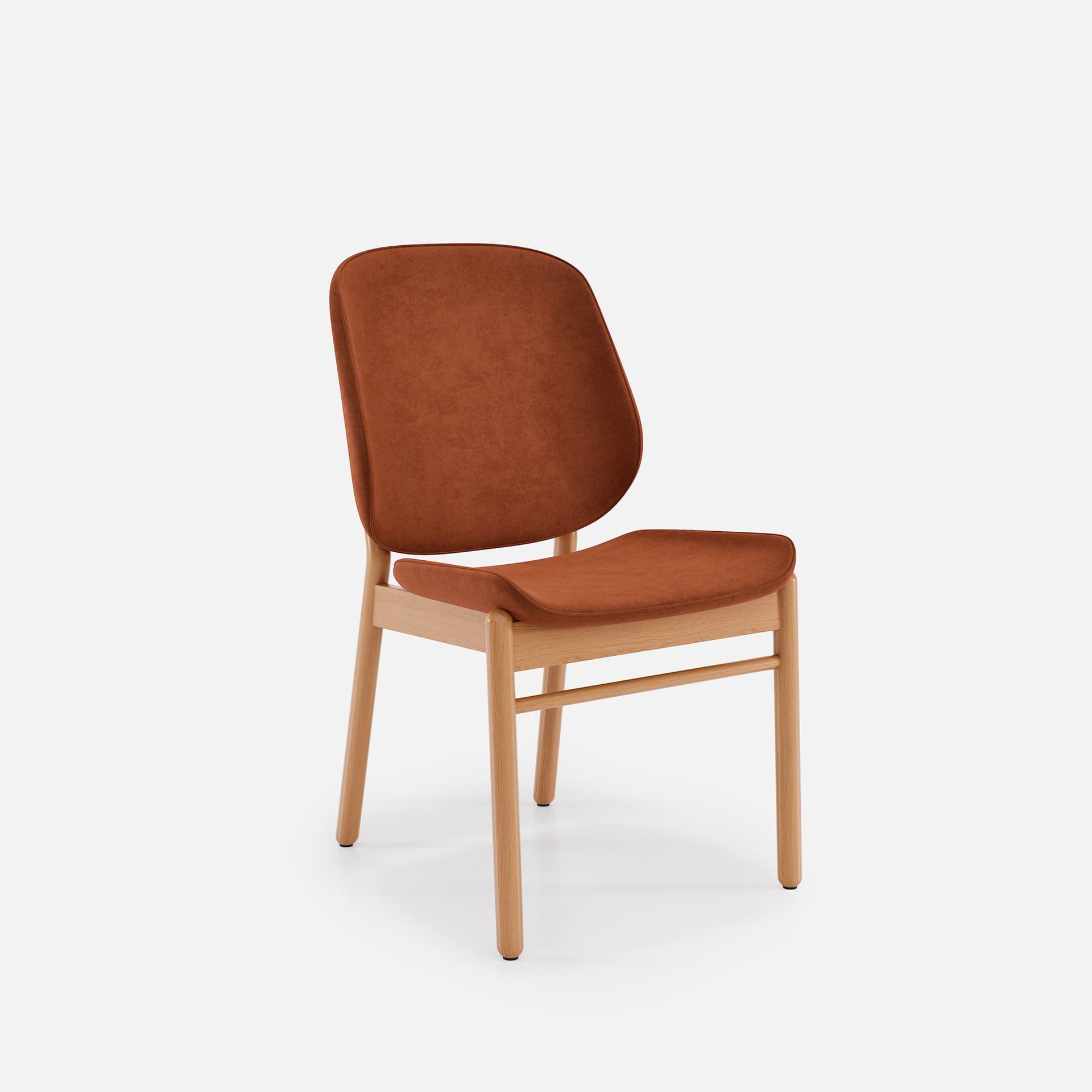 Chaise Mireille Sans Accoudoirs par Zelder en bois hêtre naturel et revètement tissu coloris beige fumé