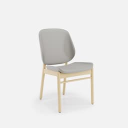 Chaise Mireille Sans Accoudoirs par Zelder en merisier classique et tissu coloris gris perle