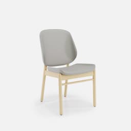 Chaise Mireille Sans Accoudoirs par Zelder en merisier classique et tissu coloris gris perle