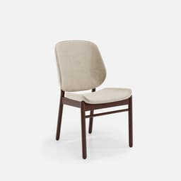 Chaise Mireille Sans Accoudoirs par Zelder en noyer clair et tissu coloris terra rosa
