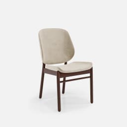 Chaise Mireille Sans Accoudoirs par Zelder en noyer clair et tissu coloris terra rosa