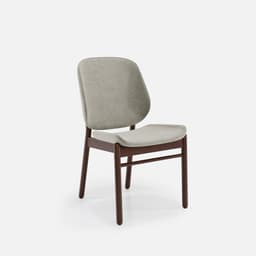 Chaise Mireille Sans Accoudoirs par Zelder en noyer clair et tissu coloris gris perle