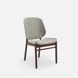 Chaise Mireille Sans Accoudoirs par Zelder en noyer clair et tissu coloris gris perle