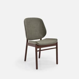 Chaise Mireille Sans Accoudoirs par Zelder en merisier classique et tissu coloris bleu canard