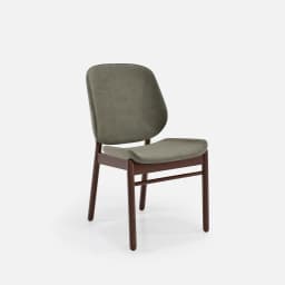 Chaise Mireille Sans Accoudoirs par Zelder en merisier classique et tissu coloris bleu canard