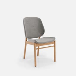 Chaise Mireille Sans Accoudoirs par Zelder en merisier classique et tissu coloris beige fumé